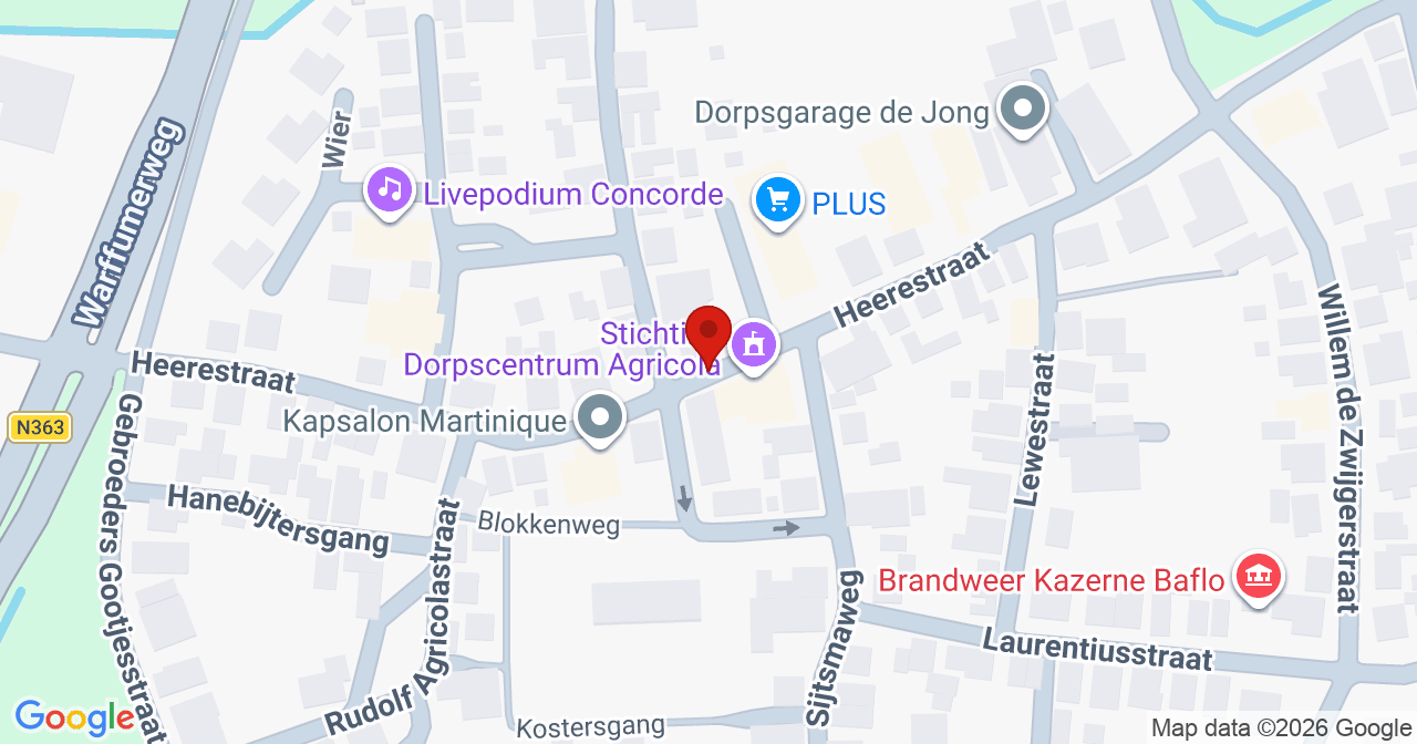 Kaart van het incident in Baflo met de aanrijroutes van de gealarmeerde eenheden