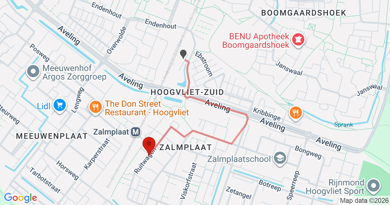 Kaart van het incident in Rotterdam met de aanrijroutes van de gealarmeerde eenheden