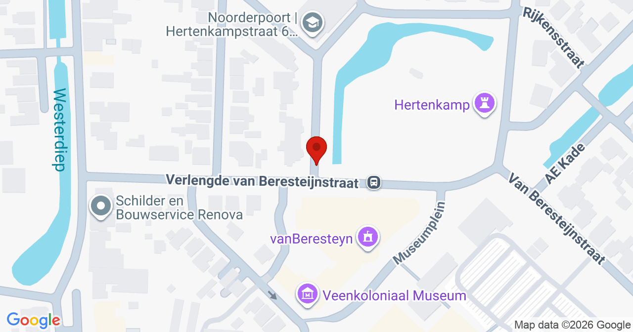 Kaart van het incident in Veendam met de aanrijroutes van de gealarmeerde eenheden