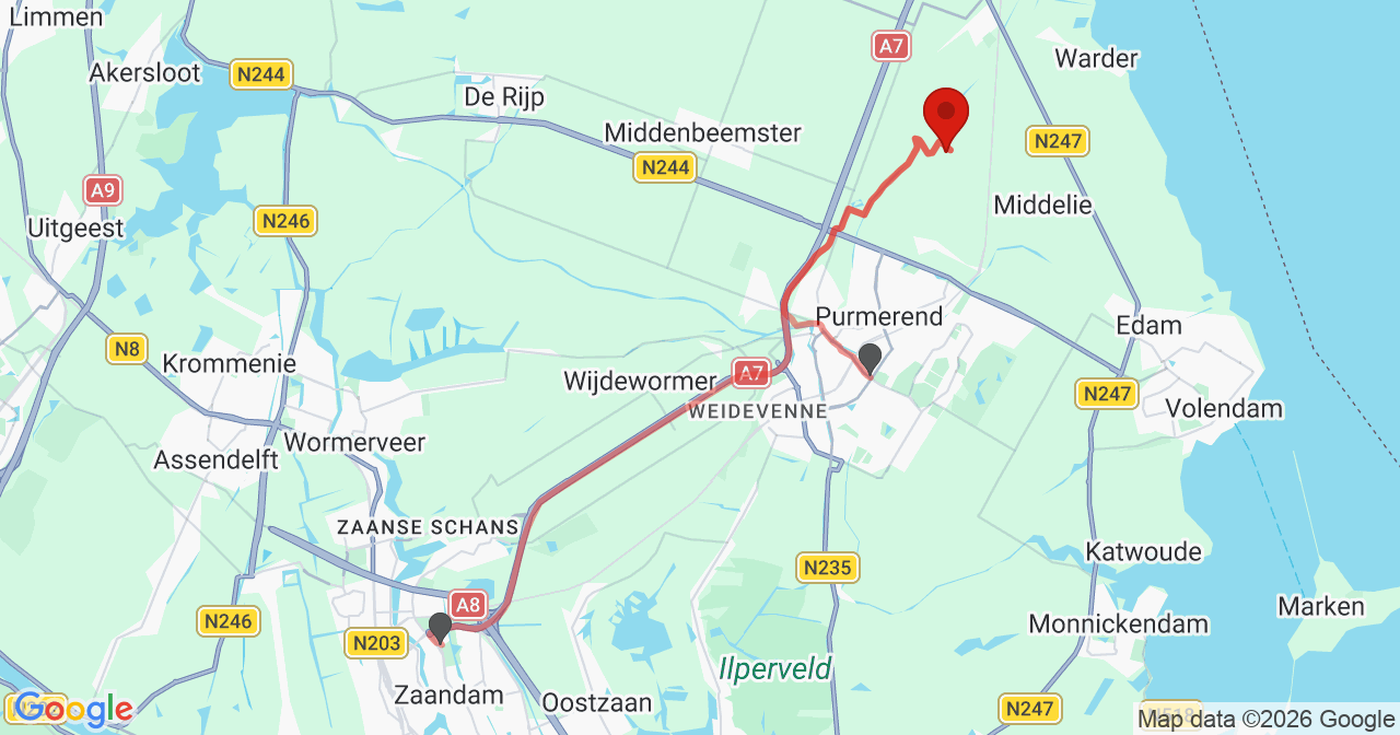 Kaart van het incident in Hobrede met de aanrijroutes van de gealarmeerde eenheden