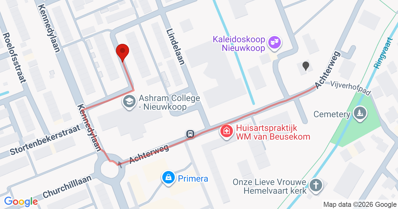 Kaart van het incident in Nieuwkoop met de aanrijroutes van de gealarmeerde eenheden