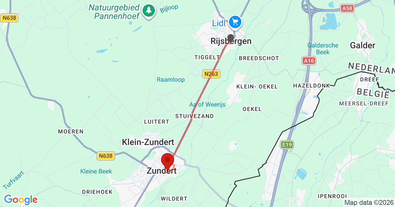 Kaart van het incident in Zundert met de aanrijroutes van de gealarmeerde eenheden