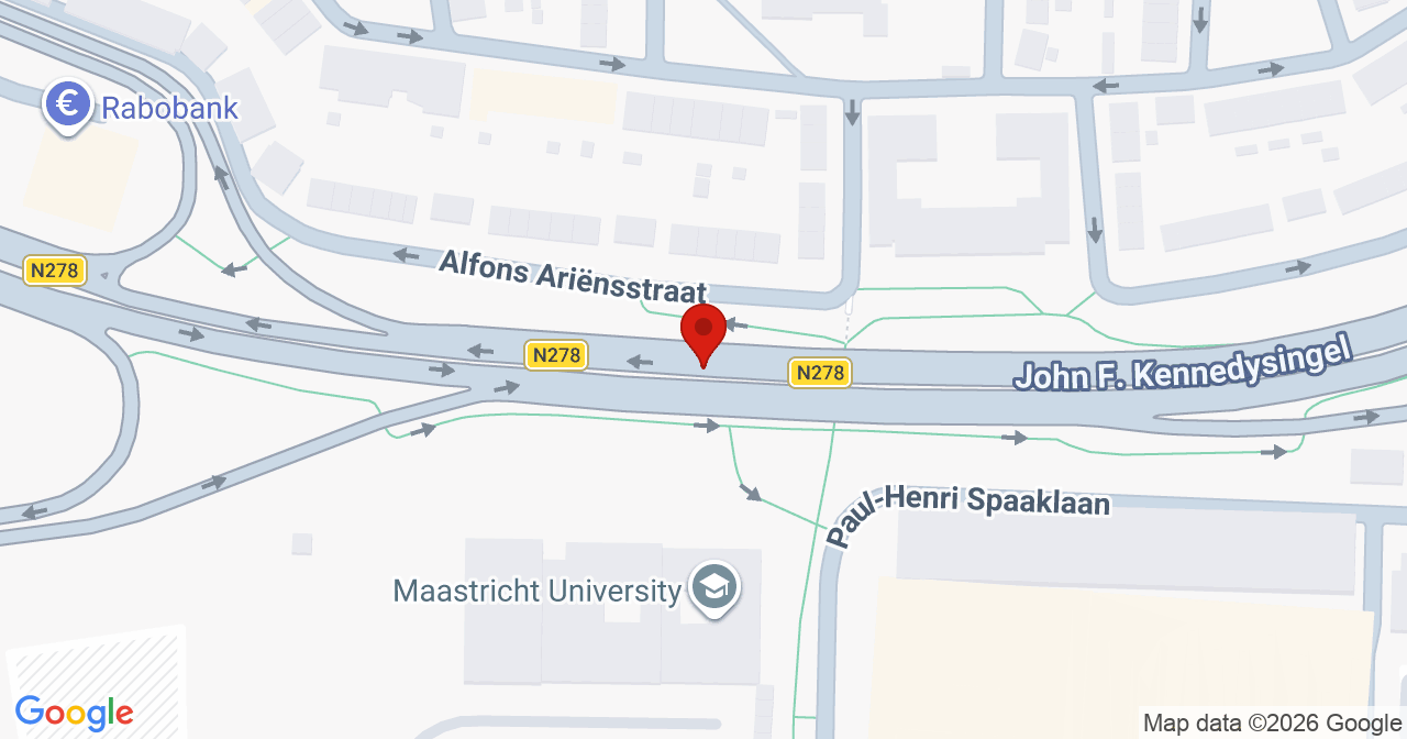 Kaart van het incident in Maastricht met de aanrijroutes van de gealarmeerde eenheden