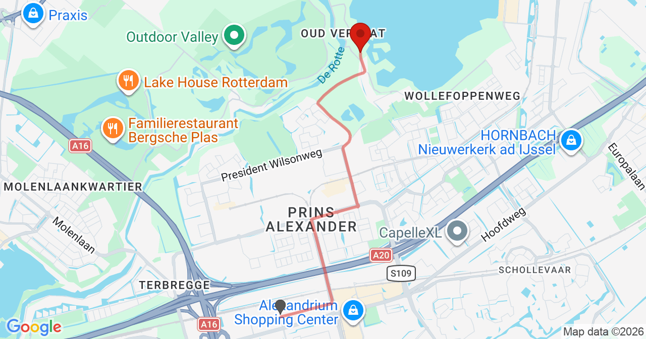 Kaart van het incident in Zevenhuizen ZH met de aanrijroutes van de gealarmeerde eenheden