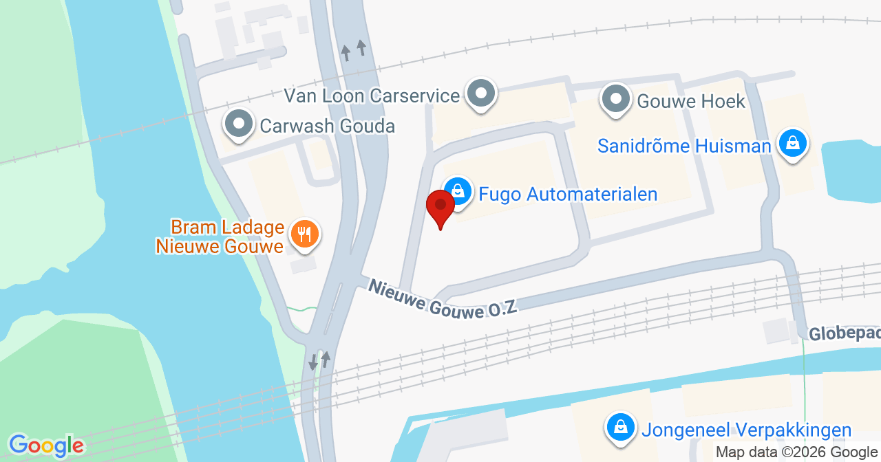 Kaart van het incident in Gouda met de aanrijroutes van de gealarmeerde eenheden