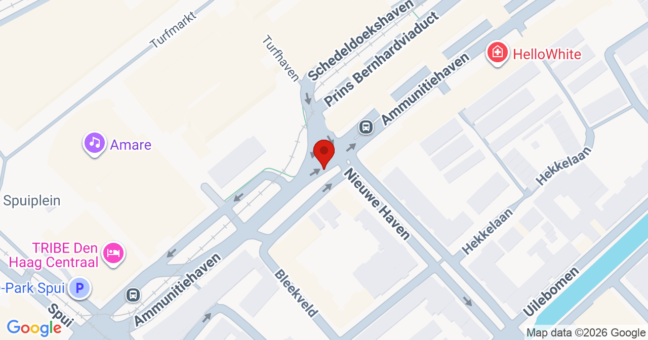 Kaart van het incident in 's-Gravenhage met de aanrijroutes van de gealarmeerde eenheden