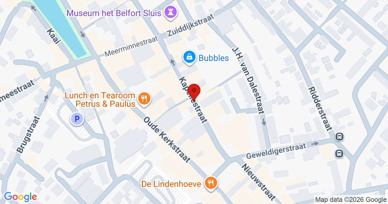Kaart van het incident in Sluis met de aanrijroutes van de gealarmeerde eenheden
