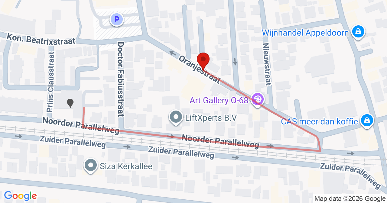 Kaart van het incident in Velp met de aanrijroutes van de gealarmeerde eenheden