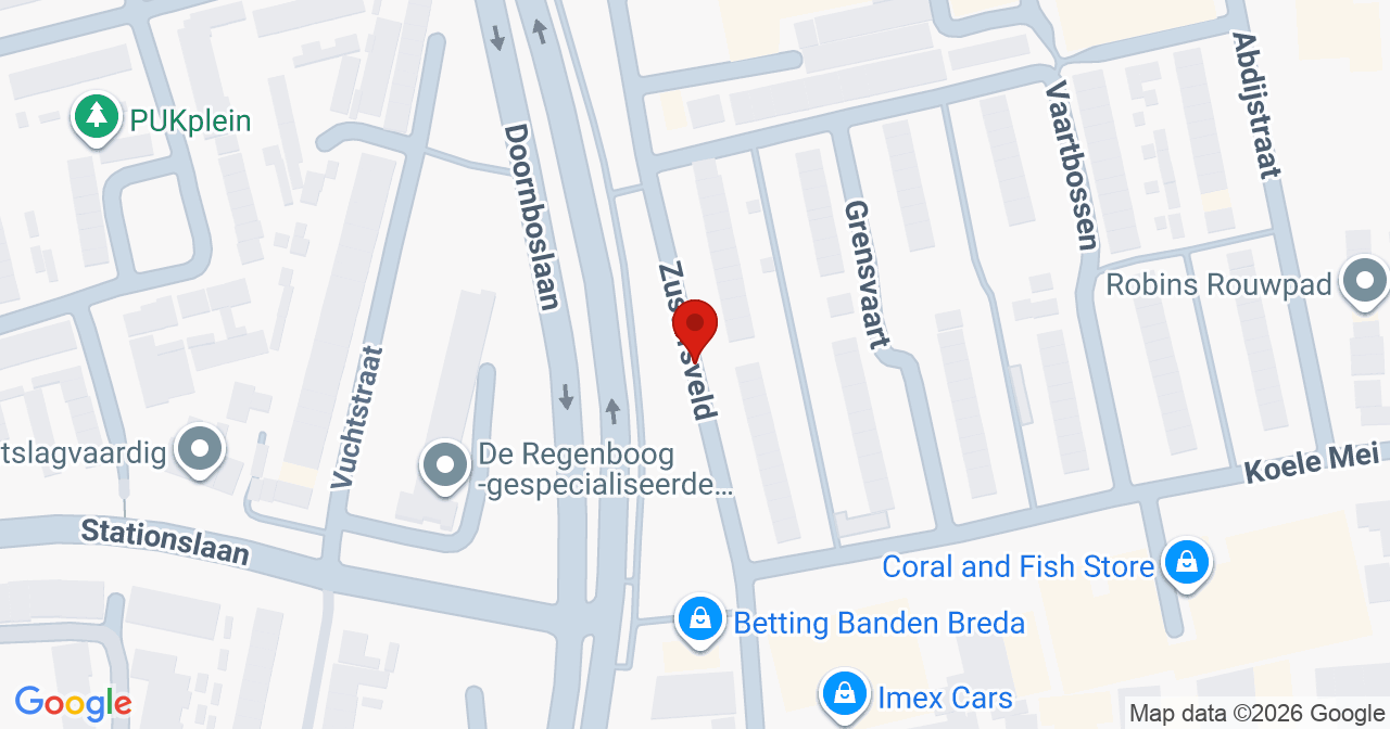 Kaart van het incident in Breda met de aanrijroutes van de gealarmeerde eenheden