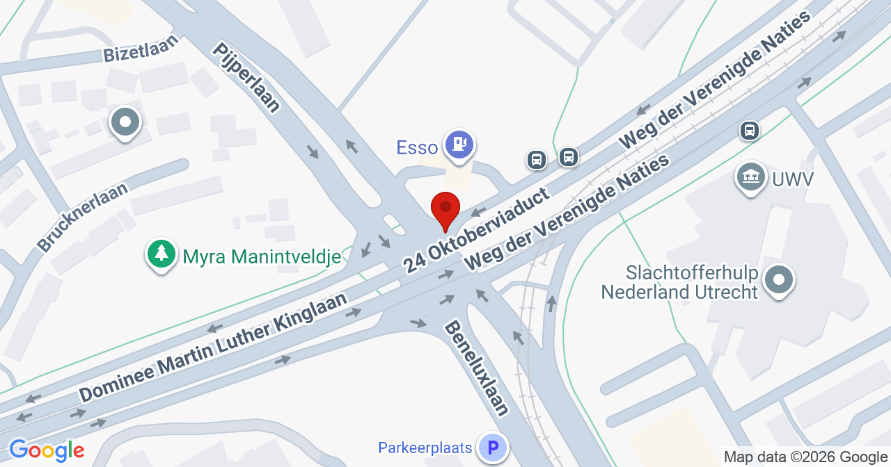 Kaart van het incident in Utrecht met de aanrijroutes van de gealarmeerde eenheden