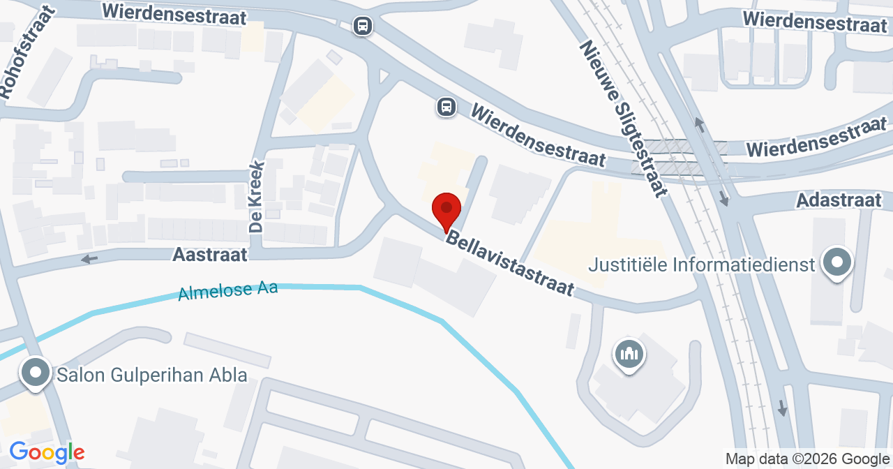 Kaart van het incident in Almelo met de aanrijroutes van de gealarmeerde eenheden