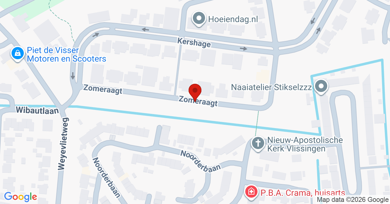 Kaart van het incident in Vlissingen met de aanrijroutes van de gealarmeerde eenheden