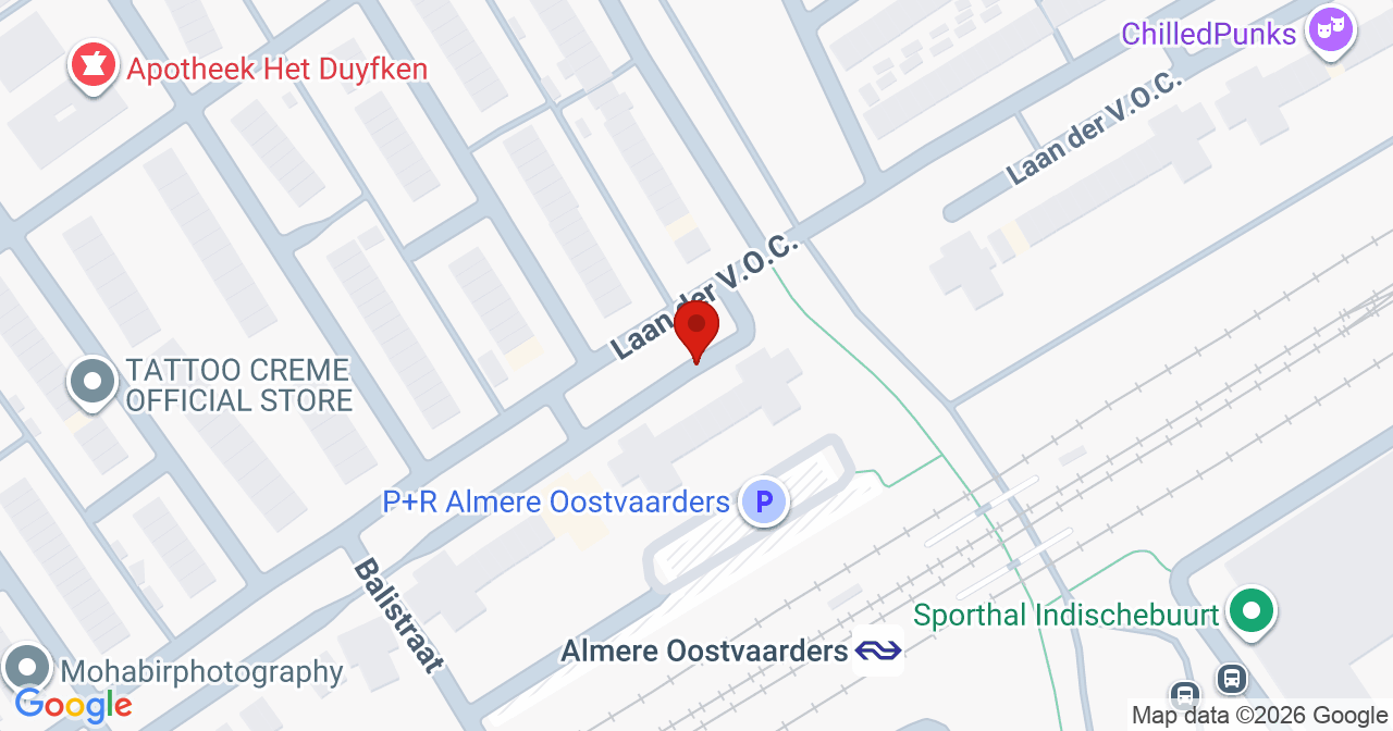 Kaart van het incident in Almere met de aanrijroutes van de gealarmeerde eenheden