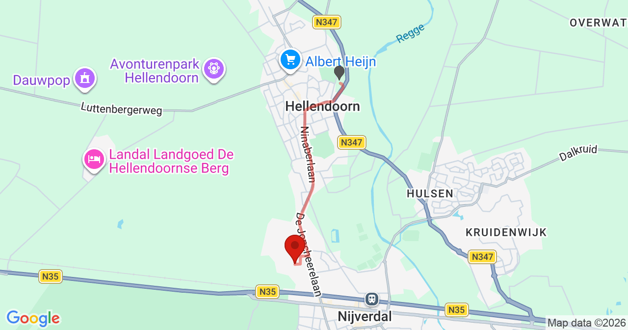 Kaart van het incident in Nijverdal met de aanrijroutes van de gealarmeerde eenheden