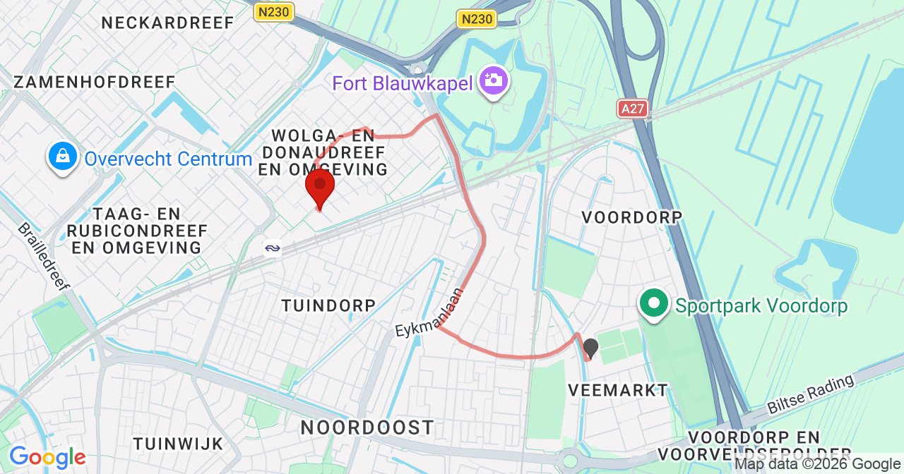Kaart van het incident in Utrecht met de aanrijroutes van de gealarmeerde eenheden