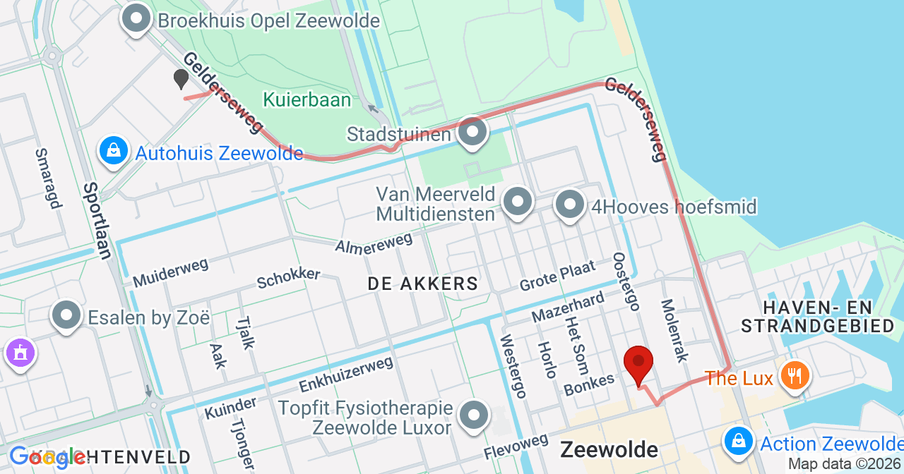 Kaart van het incident in Zeewolde met de aanrijroutes van de gealarmeerde eenheden