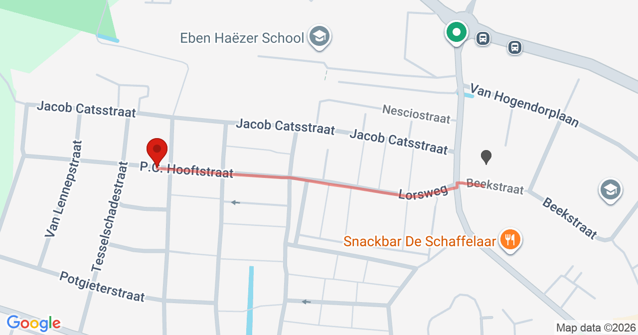 Kaart van het incident in Barneveld met de aanrijroutes van de gealarmeerde eenheden