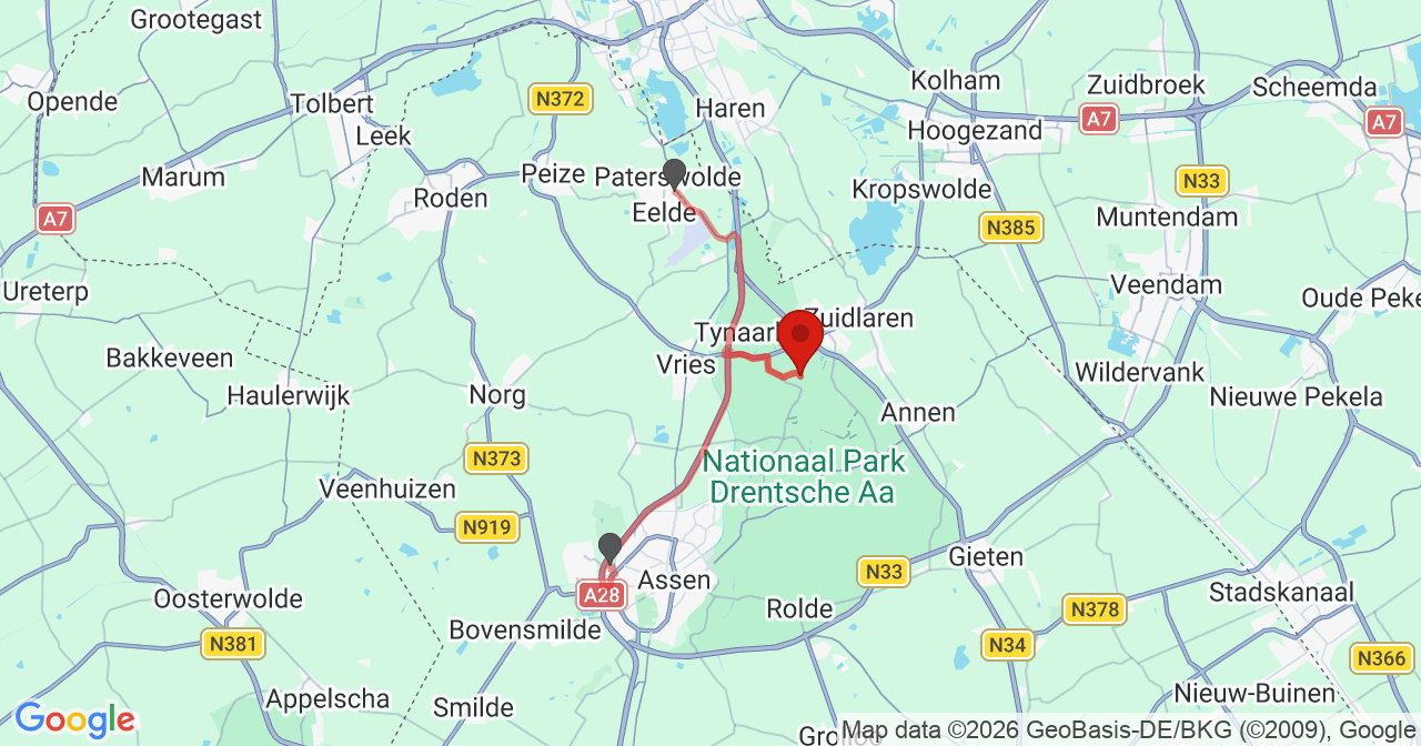 Kaart van het incident in Zeegse met de aanrijroutes van de gealarmeerde eenheden