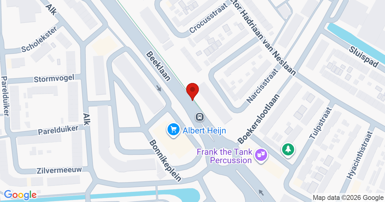 Kaart van het incident in Noordwijk met de aanrijroutes van de gealarmeerde eenheden