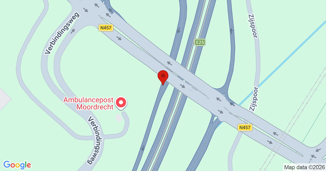 Kaart van het incident in Moordrecht met de aanrijroutes van de gealarmeerde eenheden