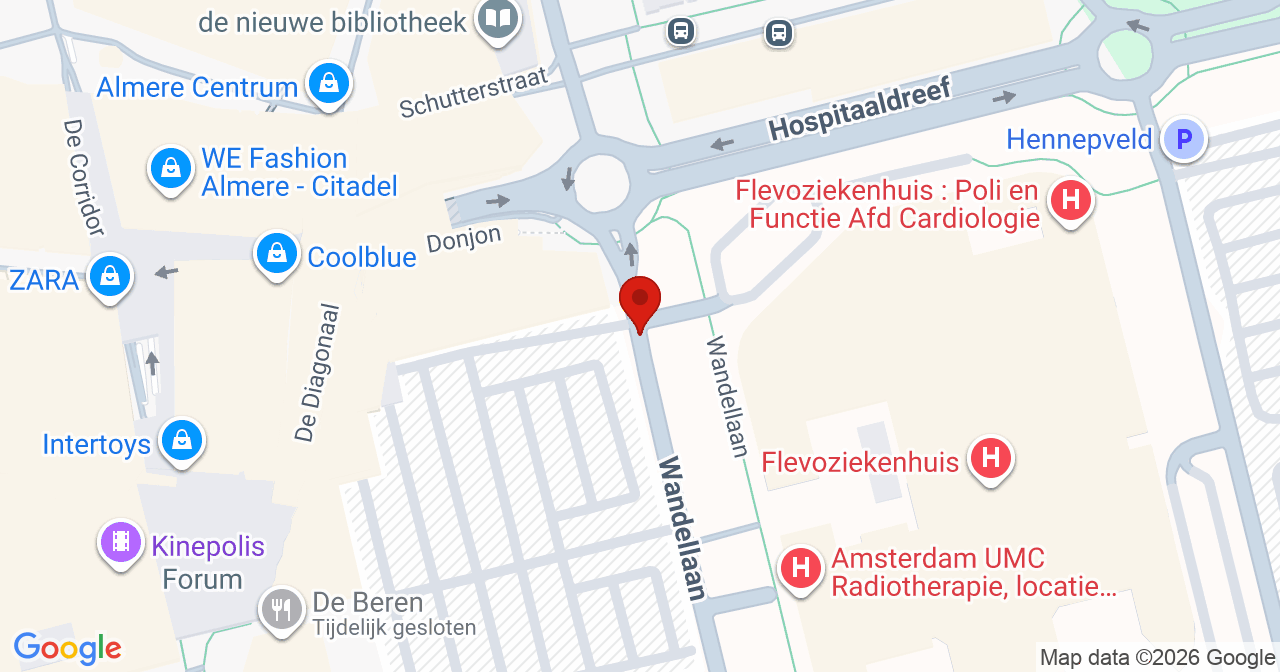 Kaart van het incident in Almere met de aanrijroutes van de gealarmeerde eenheden