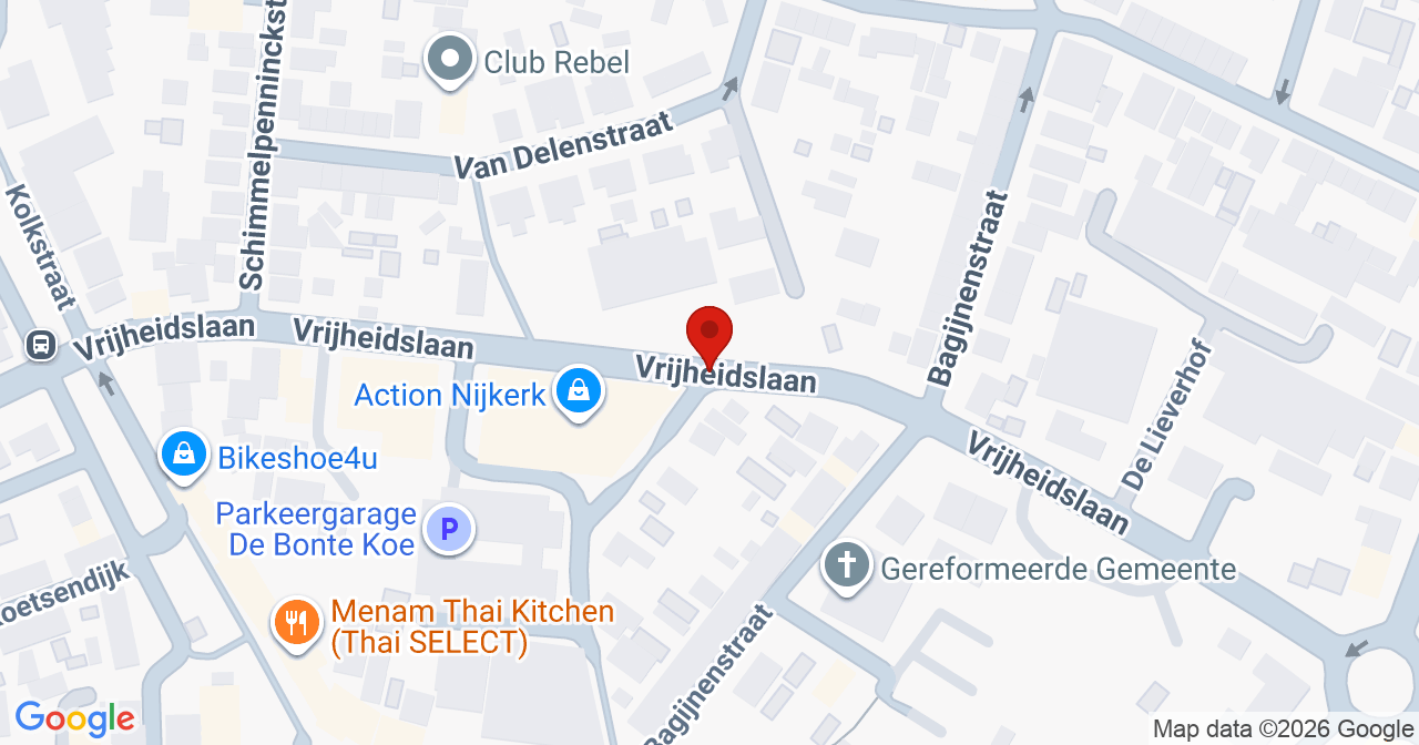 Kaart van het incident in Nijkerk met de aanrijroutes van de gealarmeerde eenheden