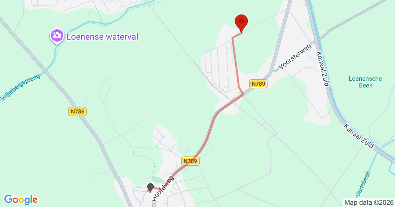 Kaart van het incident in Loenen met de aanrijroutes van de gealarmeerde eenheden