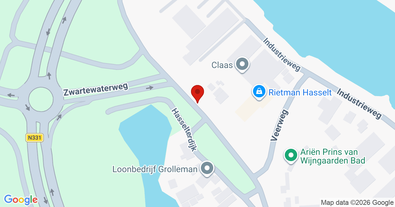 Kaart van het incident in Hasselt met de aanrijroutes van de gealarmeerde eenheden