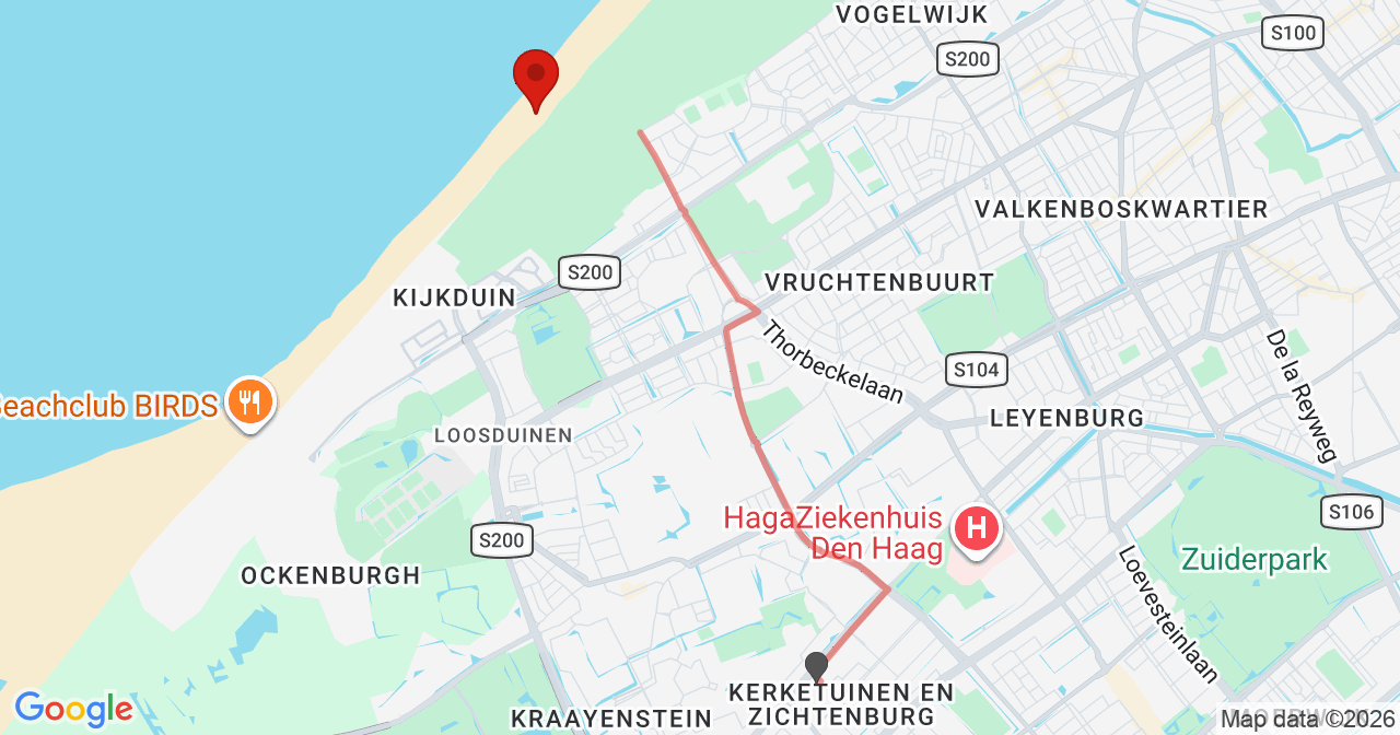 Kaart van het incident in 's-Gravenhage met de aanrijroutes van de gealarmeerde eenheden