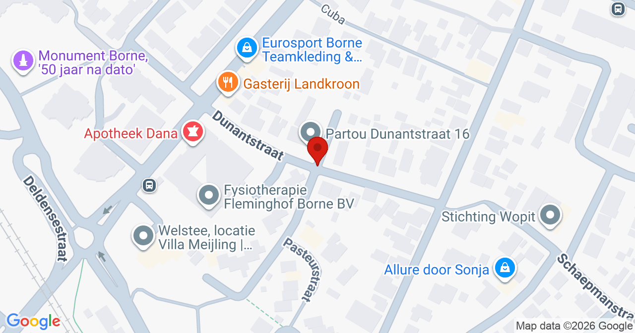 Kaart van het incident in Borne met de aanrijroutes van de gealarmeerde eenheden