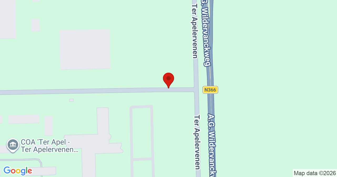 Kaart van het incident in Ter Apel met de aanrijroutes van de gealarmeerde eenheden