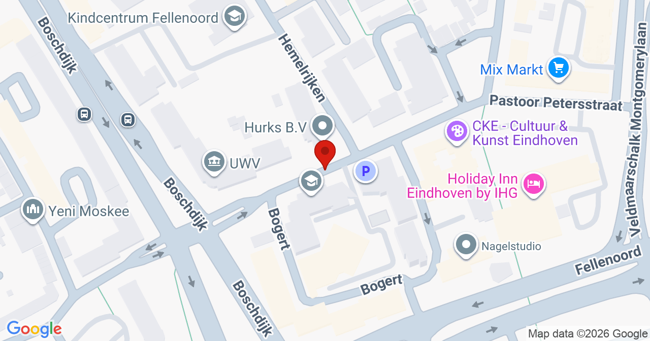 Kaart van het incident in Eindhoven met de aanrijroutes van de gealarmeerde eenheden