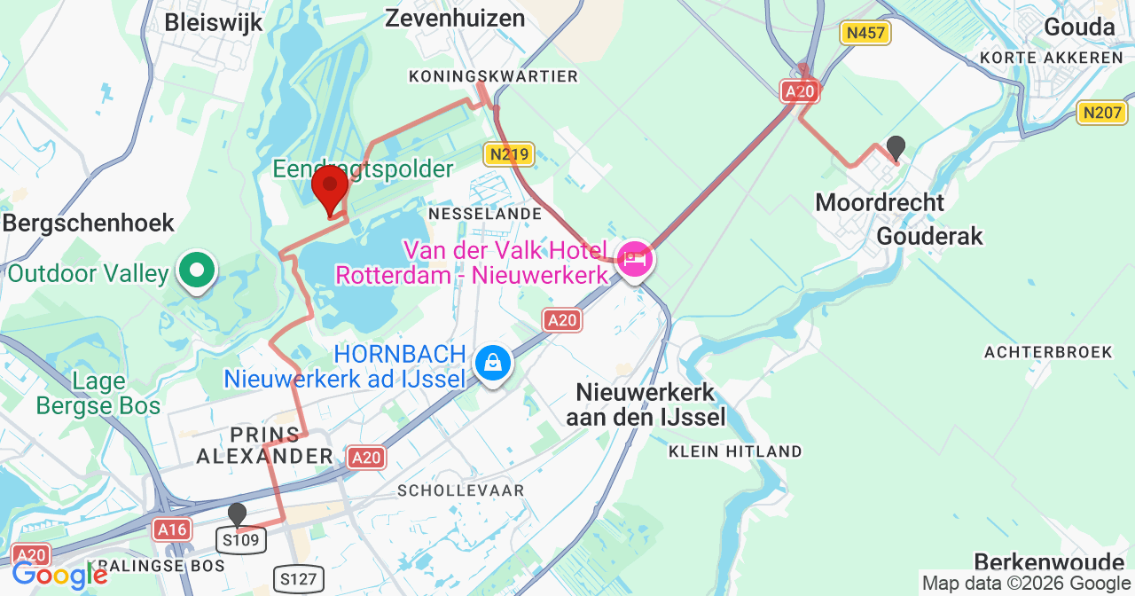 Kaart van het incident in Zevenhuizen ZH met de aanrijroutes van de gealarmeerde eenheden