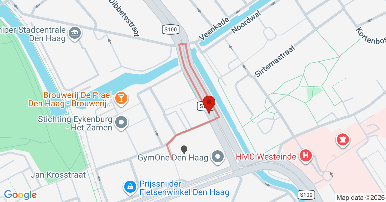 Kaart van het incident in 's-Gravenhage met de aanrijroutes van de gealarmeerde eenheden
