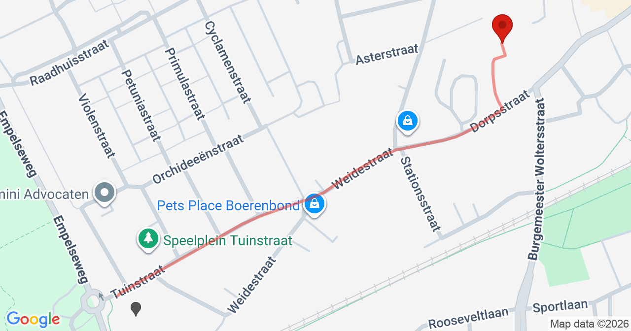 Kaart van het incident in Rosmalen met de aanrijroutes van de gealarmeerde eenheden