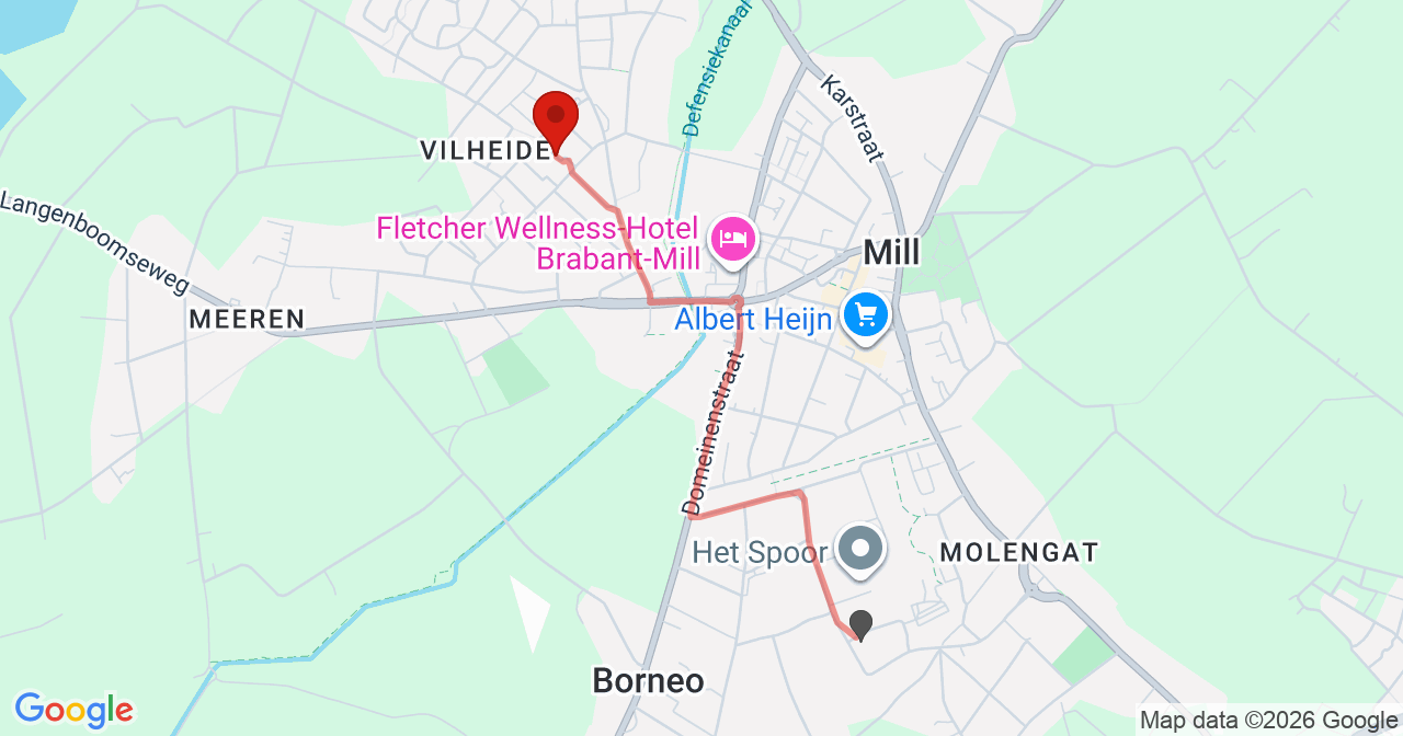 Kaart van het incident in Mill met de aanrijroutes van de gealarmeerde eenheden