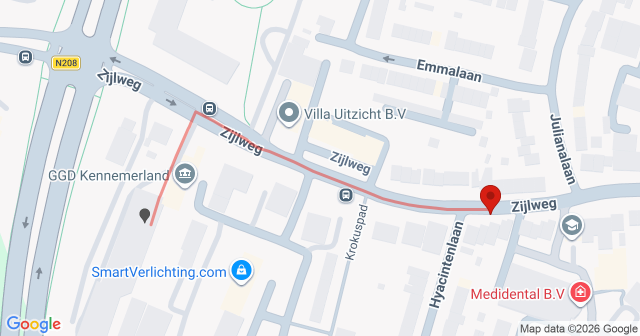 Kaart van het incident in Haarlem met de aanrijroutes van de gealarmeerde eenheden