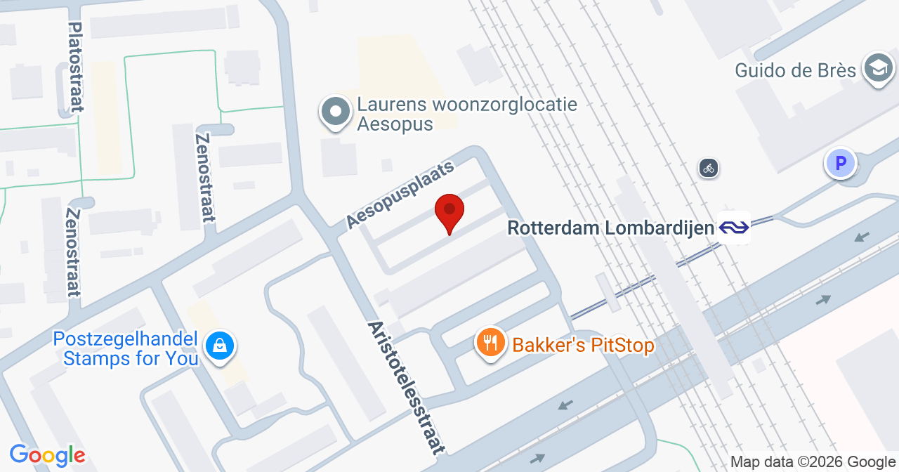 Kaart van het incident in Rotterdam met de aanrijroutes van de gealarmeerde eenheden