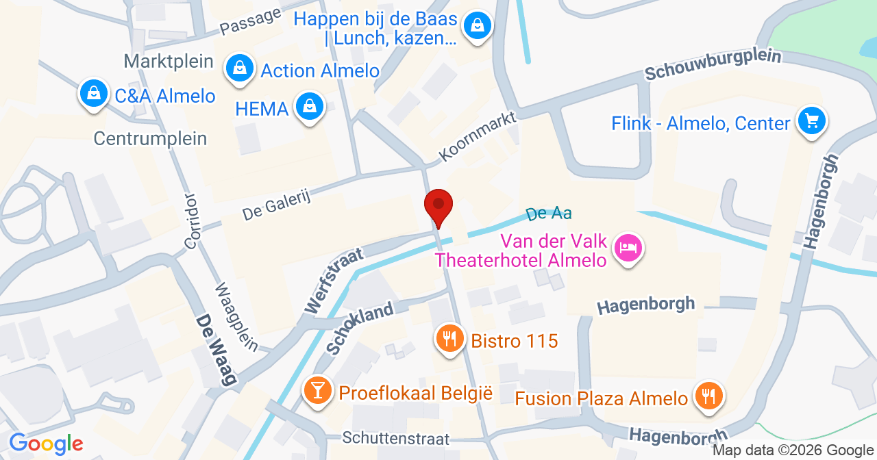 Kaart van het incident in Almelo met de aanrijroutes van de gealarmeerde eenheden