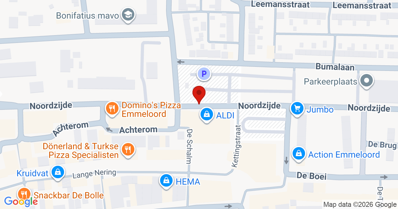 Kaart van het incident in Emmeloord met de aanrijroutes van de gealarmeerde eenheden
