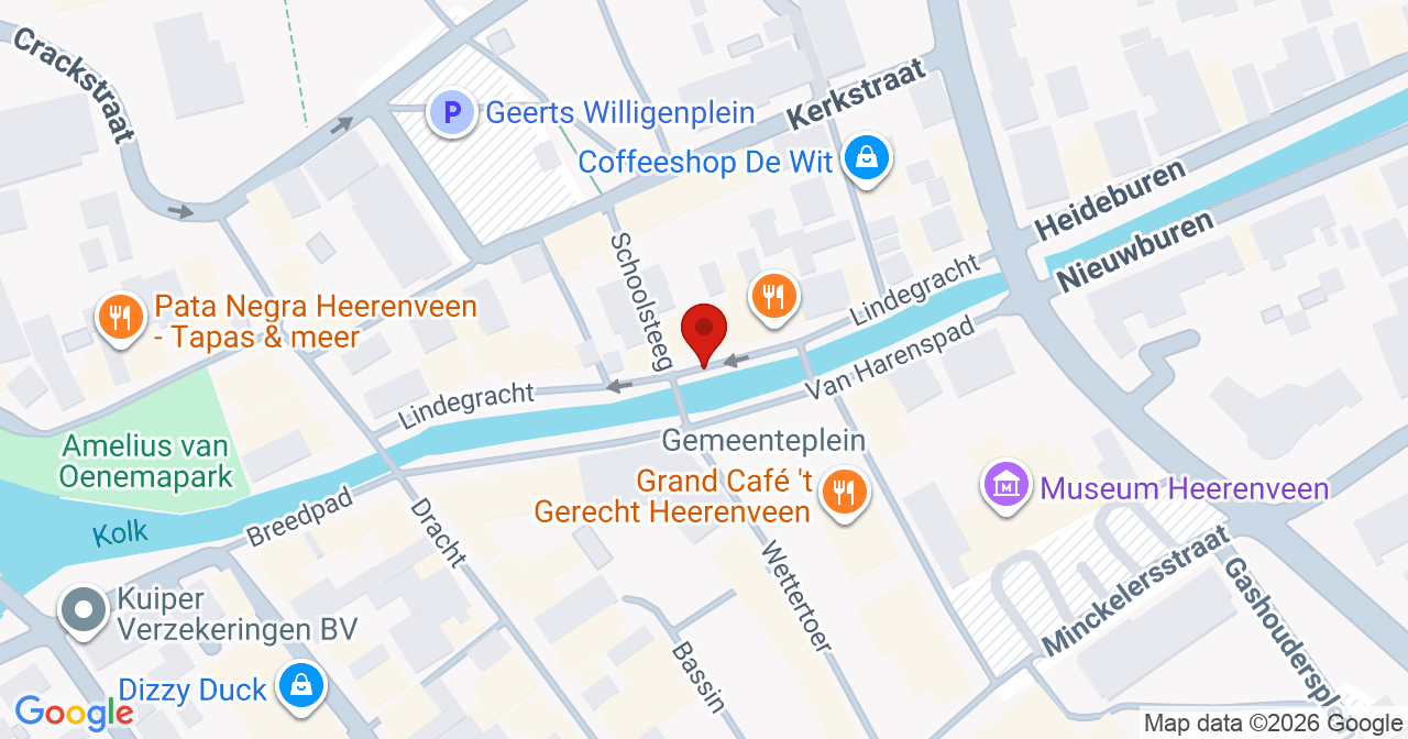 Kaart van het incident in Heerenveen met de aanrijroutes van de gealarmeerde eenheden