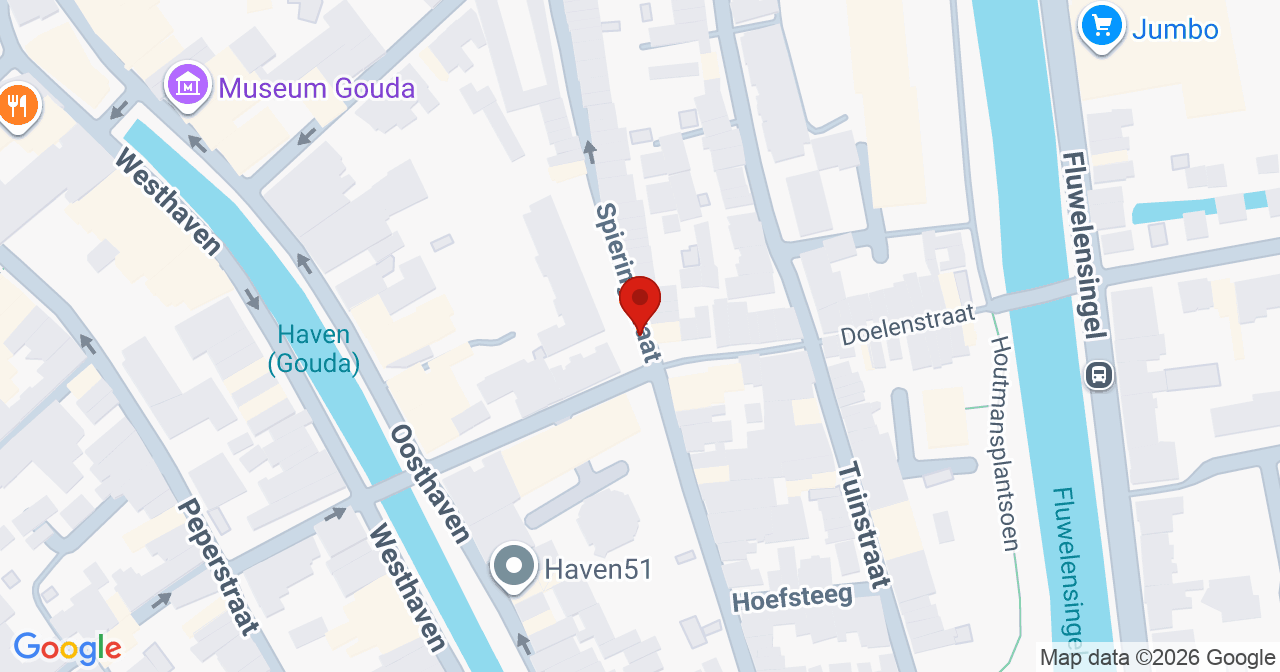 Kaart van het incident in Gouda met de aanrijroutes van de gealarmeerde eenheden