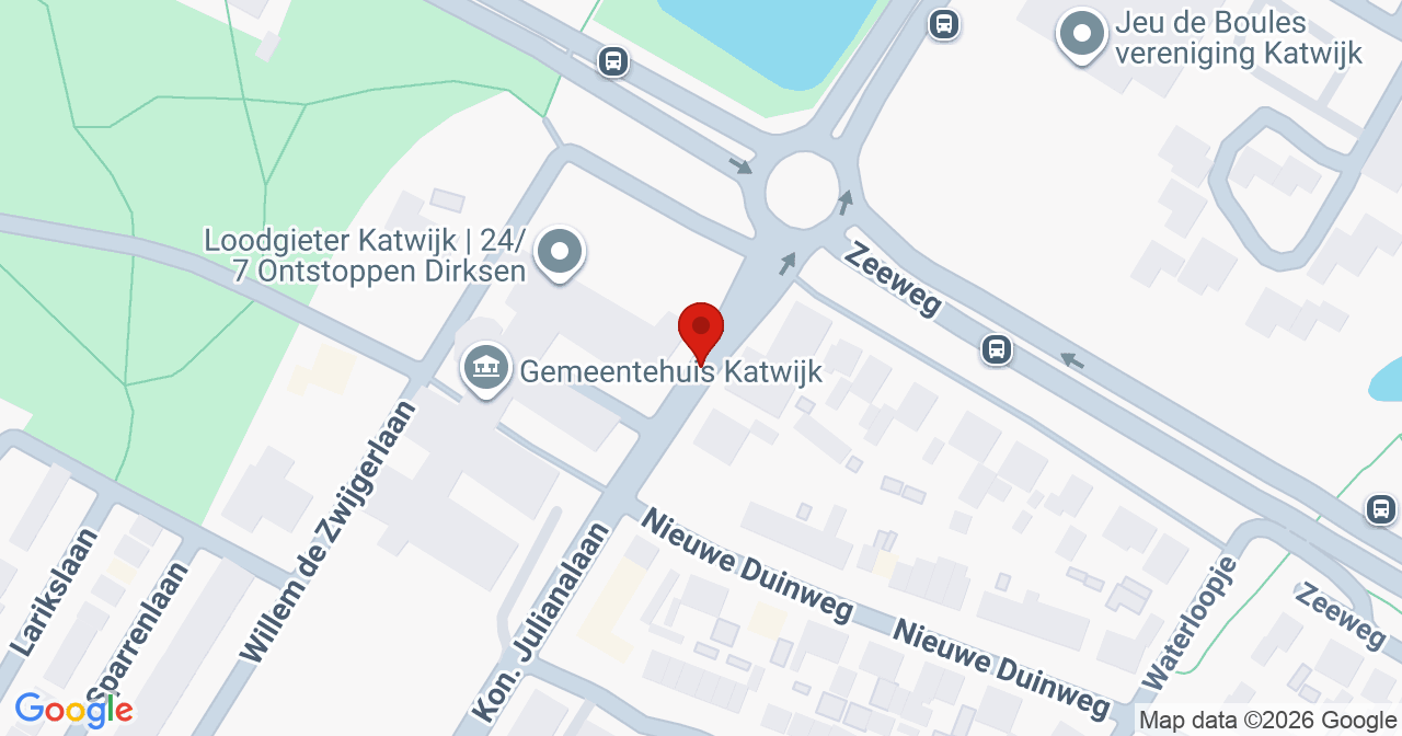 Kaart van het incident in Katwijk met de aanrijroutes van de gealarmeerde eenheden