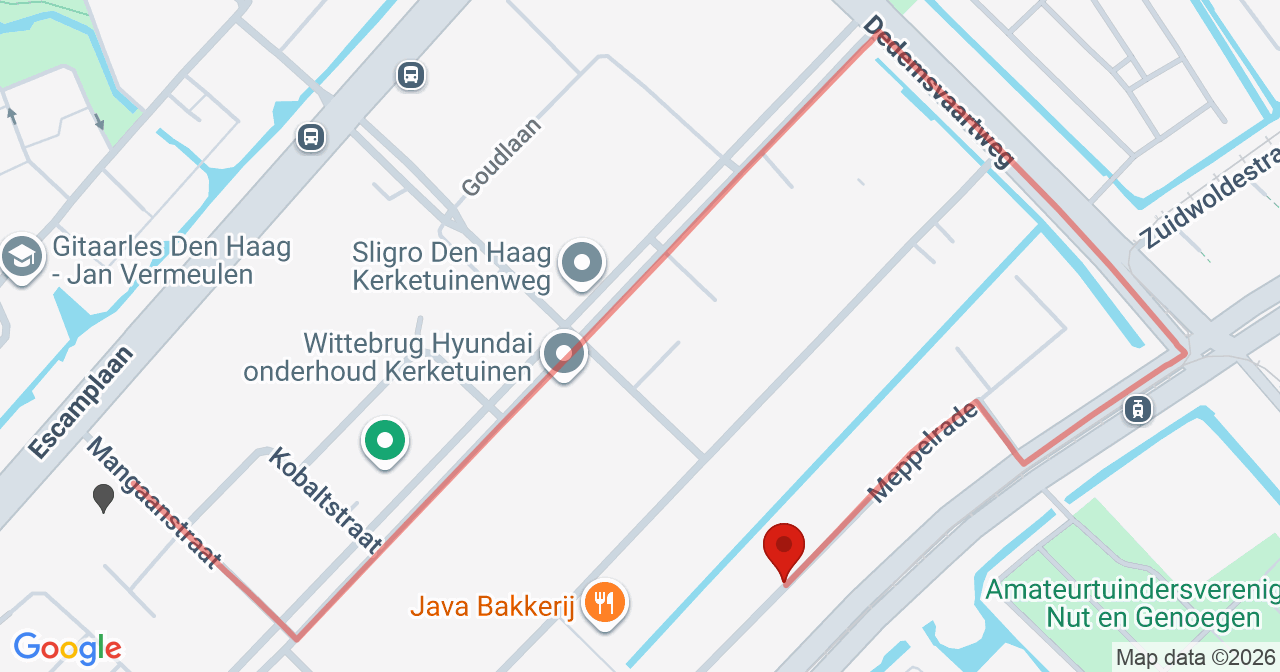 Kaart van het incident in 's-Gravenhage met de aanrijroutes van de gealarmeerde eenheden