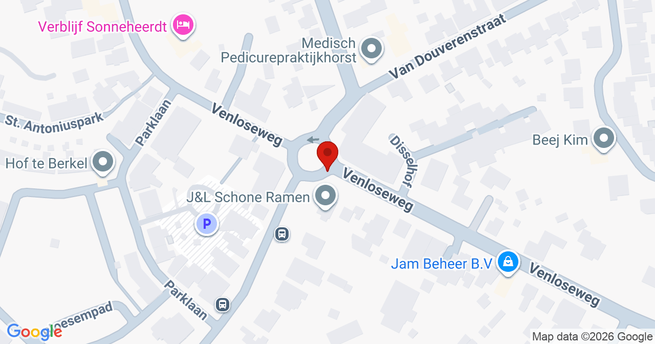 Kaart van het incident in Horst met de aanrijroutes van de gealarmeerde eenheden