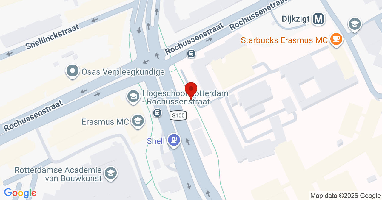 Kaart van het incident in Rotterdam met de aanrijroutes van de gealarmeerde eenheden