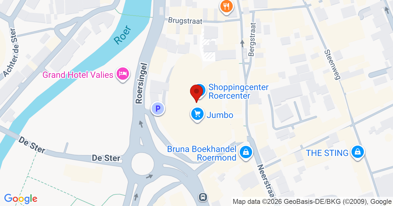 Kaart van het incident in Roermond met de aanrijroutes van de gealarmeerde eenheden
