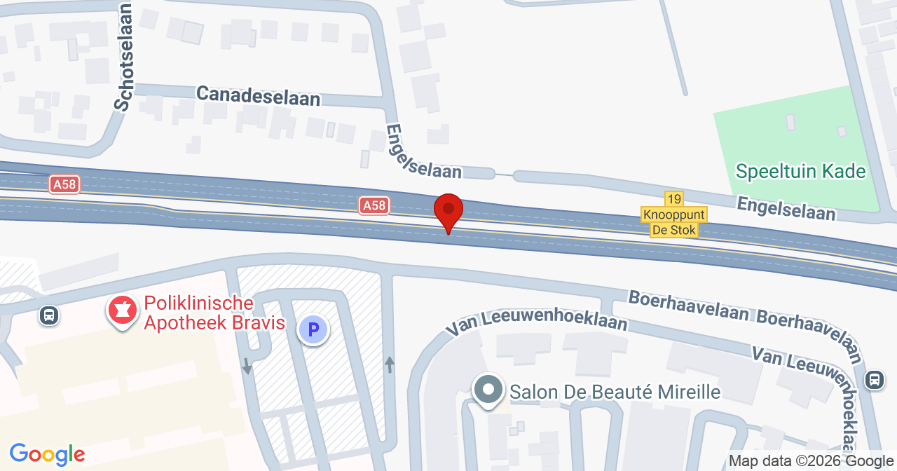 Kaart van het incident in Roosendaal met de aanrijroutes van de gealarmeerde eenheden