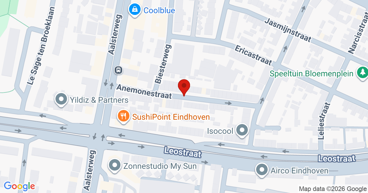 Kaart van het incident in Eindhoven met de aanrijroutes van de gealarmeerde eenheden