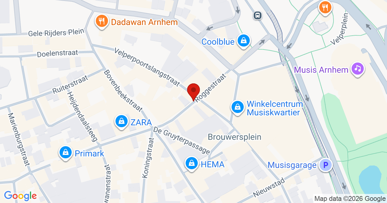 Kaart van het incident in Arnhem met de aanrijroutes van de gealarmeerde eenheden